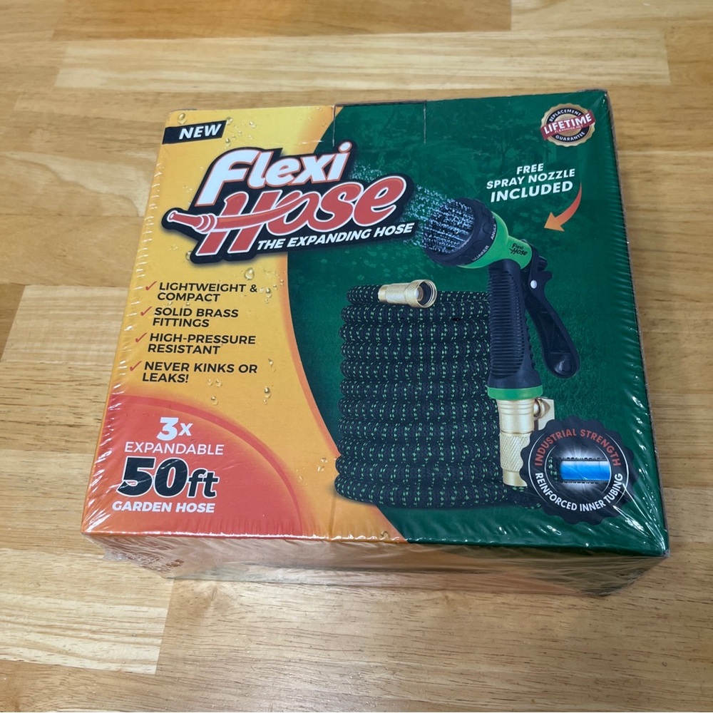 Flexi Hose The Expanding Hose with Nozzle Expandable 50 Ft Green& Black NEW BNIB
